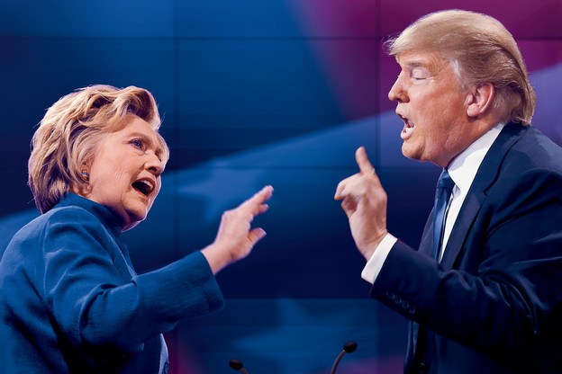 Hillary Clinton and Donald Trump debating