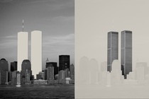 Reversed images of the Twin Towers