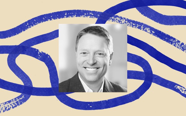 A black-and-white photo of Matt Pottinger bordered by an illustration