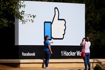 A giant sign outside Facebook's HQ