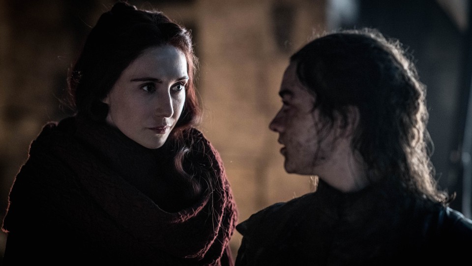 Melisandre and Arya in 'The Long Night'