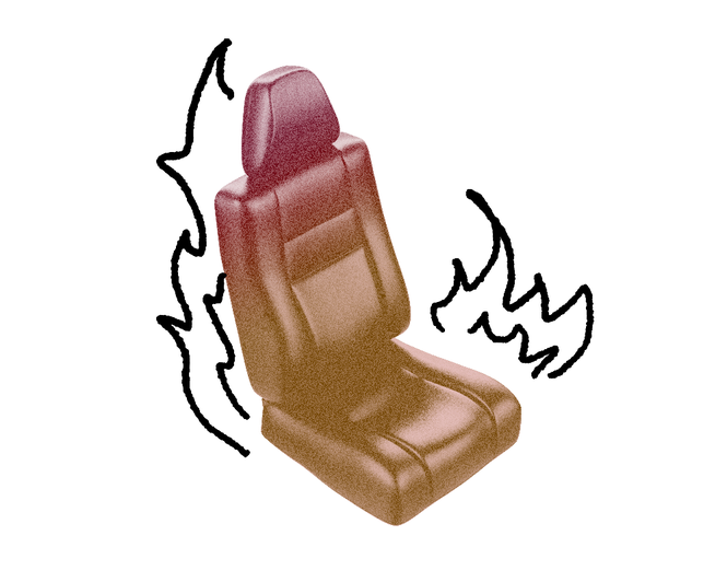 car seat with heat marks