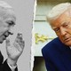 A composite image of two photos edited together to make it appear as if Benjamin Netanyahu is whispering in Donald Trump’s ear