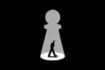 Silhouette of a man inside a chess piece