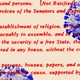An illustration of virus particles overlaid with the text of the Constitution