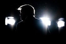 Donald Trump's profile, backlit