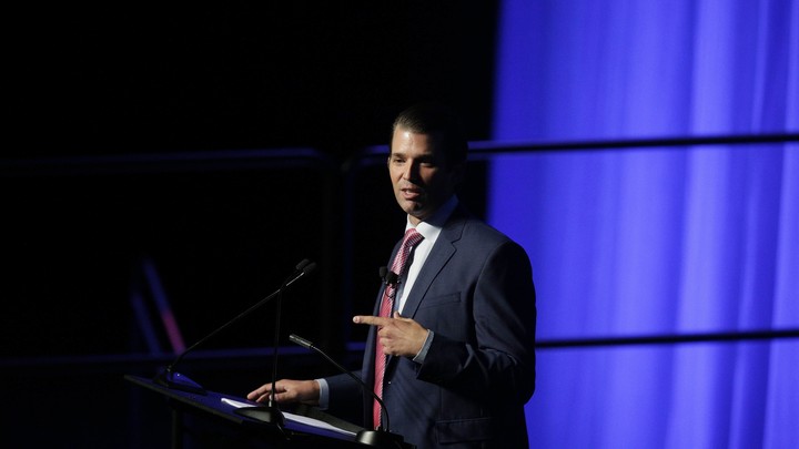 Donald Trump Jr. speaks during a fundraiser for Faulkner University on October 5.
