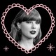 Photo illustration of Taylor Swift's face inside a heart