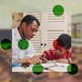illustration of a parent helping a child with homework