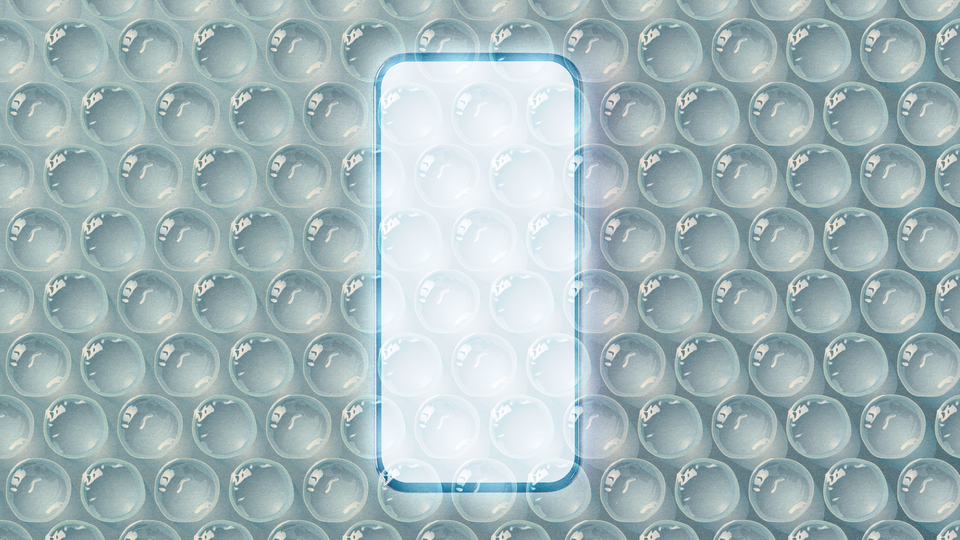 Illustration of a phone under bubble wrap