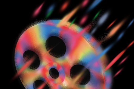 multicolored film reel