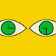 GIF of two eyes with clocks as the eyeballs