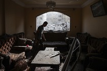 Destroyed houses after Israeli attacks in Gaza City