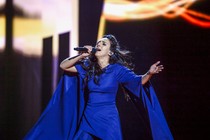 Jamala, the singer representing Ukraine, performs with the song "1944" during the Eurovision Song Contest final.