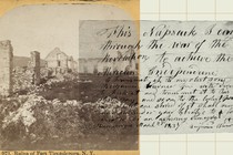 Illustration with a photo of Fort Ticonderoga and a handwritten note