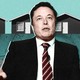 An illustration of Elon Musk in front of homes in Hawthorne