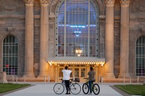 A photo of the restored Michigan Central Station in Detroit