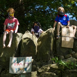 Children and their families gathered in a Somerville, Massachusetts, park for a Black Lives Matter protest organized by Naomi Nurenberg, a local third grader, in June.