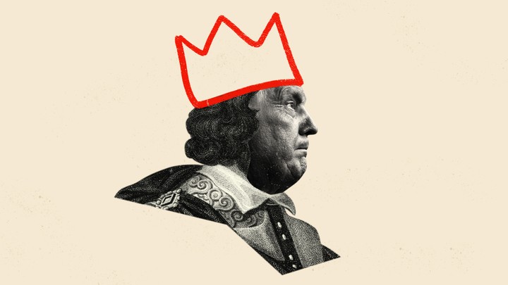 An illustration of Donald Trump dressed as Richard II with a crown