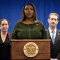 New York Attorney General Letitia James at a podium