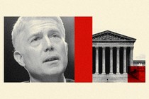 Collage showing Justice Neil Gorsuch and the Supreme Court