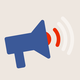 A megaphone emitting muted sound waves