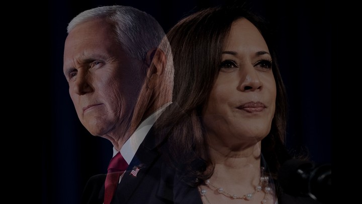 Photo illustration of Mike Pence and Kamala Harris