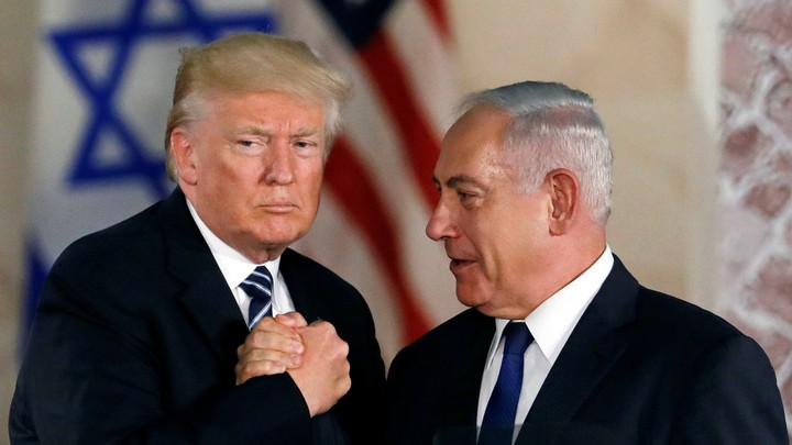 President Donald Trump and Israeli Prime Minister Benjamin Netanyahu shake hands after Trump's address at the Israel Museum in Jerusalem on May 23, 2017.