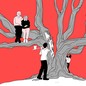 An illustration of a family tree being cut to separate the grandparents.