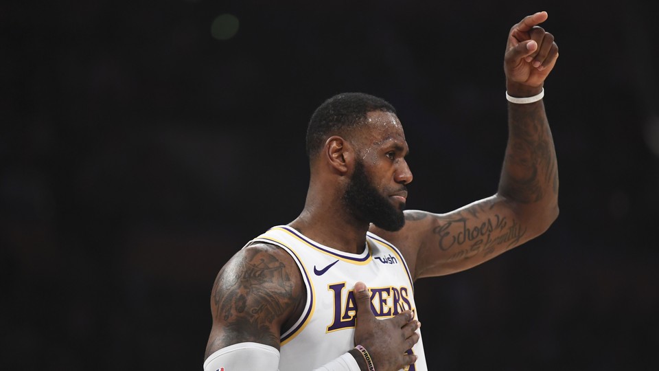 LeBron James playing against the Orlando Magic at the Staples Center on November 25, 2018.
