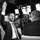 Black-and-white photograph of J. D. Vance in a newsroom set