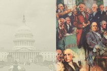 An image of the Founders looking at the Capitol