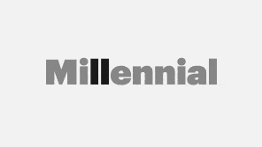 The word "millennial," the two Ls alternating between a pause and play symbol