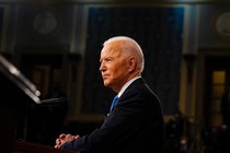 Side photo of Joe Biden looking resolute