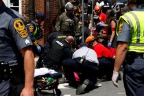 Rescue workers assist those injured at the "Unite the Right" rally in Charlottesville, Virginia, in 2017.