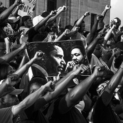 An illustration of a Black Lives Matter rally.