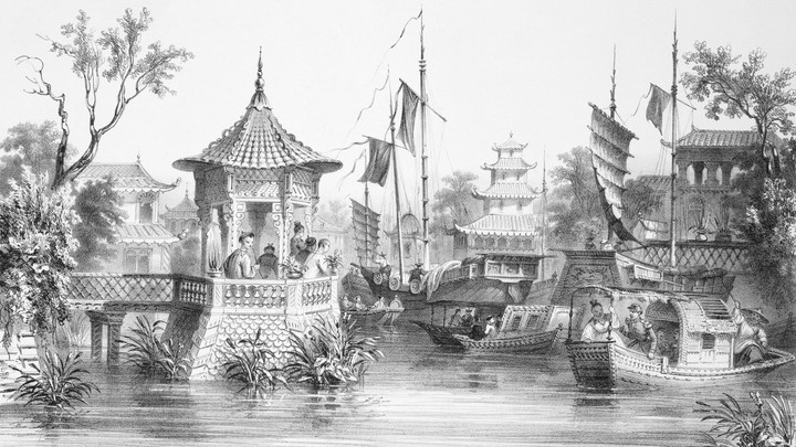 Lithograph View of Canton or Guangzhou