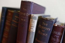 A row of books of European history and philosophy 
