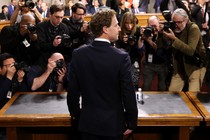 Mark Zuckerberg arrives to testify during a Senate Judiciary Committee hearing at the Dirksen Senate Office Building on January 31