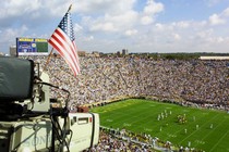 Television camera at a college football stadium