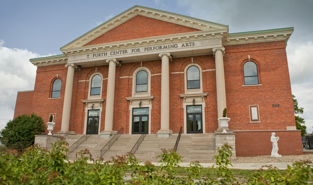 The former Angola Christian Church, which has become the Furth Center for Performing Arts at Trine University