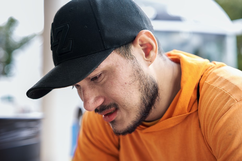 man looking at phone 