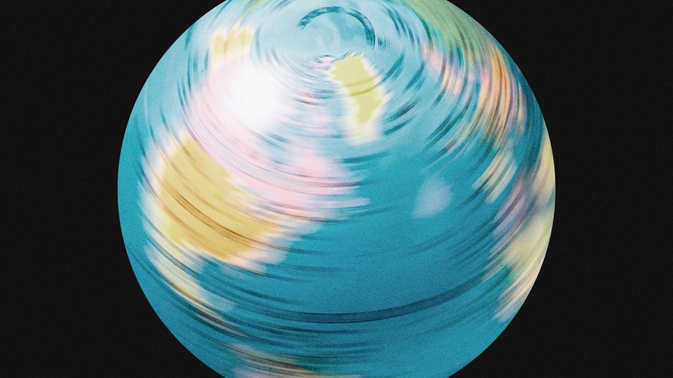 Illustration of a rapidly spinning globe