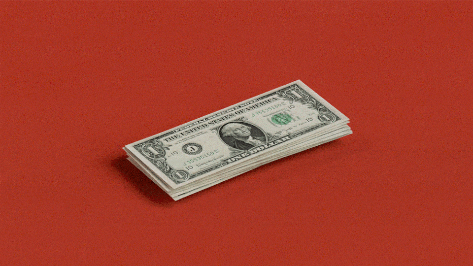 dollars flying off