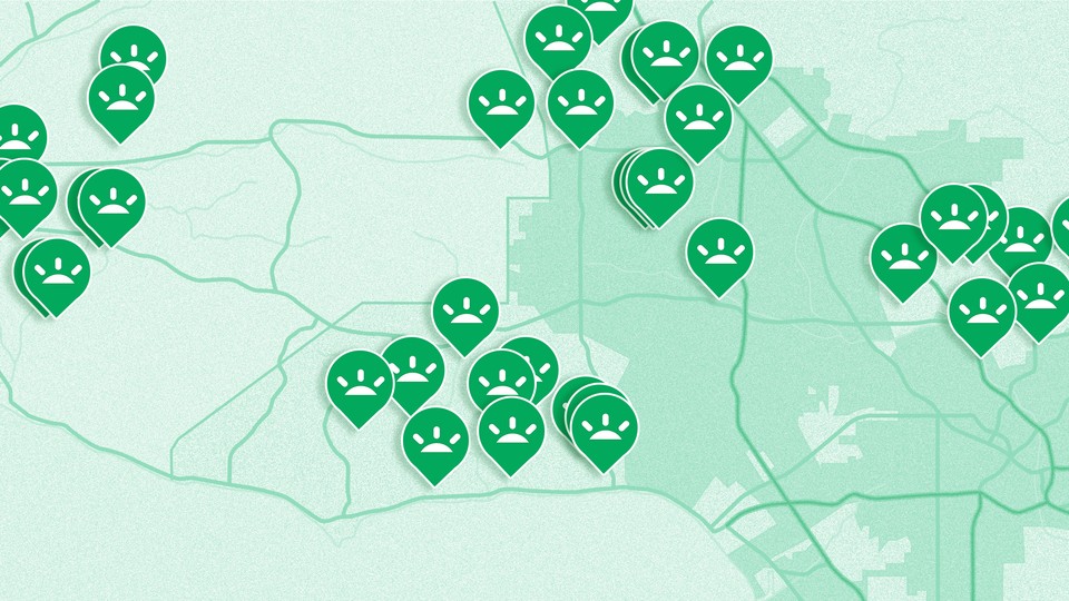 Map of L.A. with GoFundMe pins.