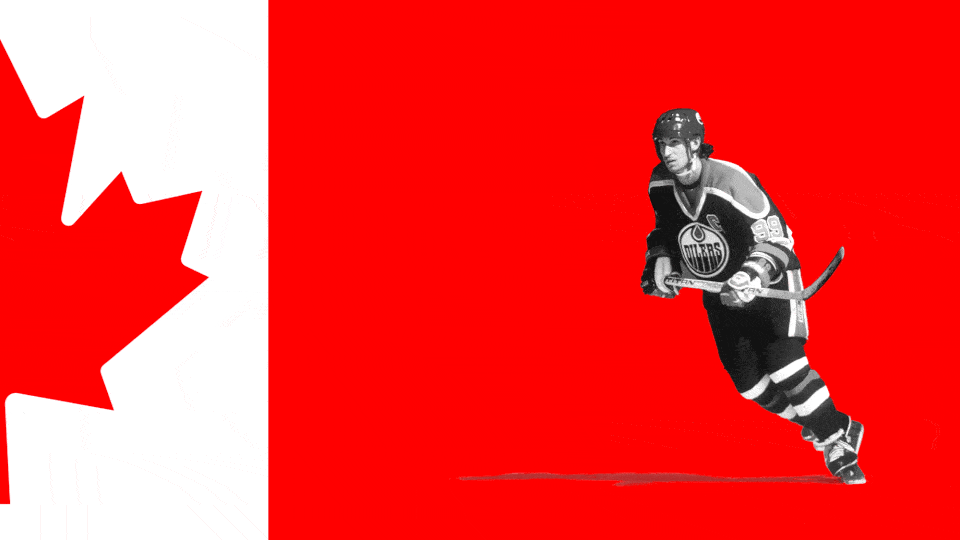 Illustration of Canadian flag and Wayne Gretzky