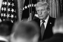 black and white image of Trump