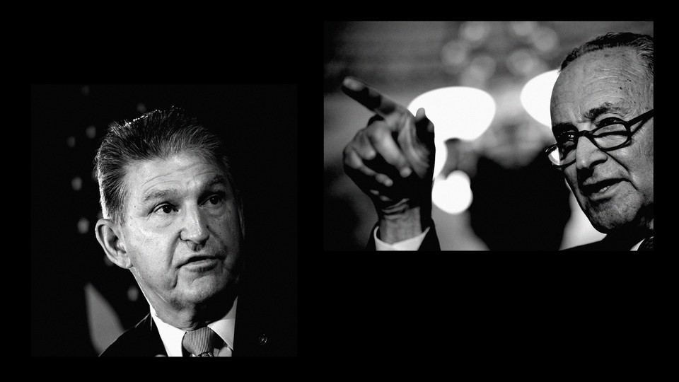 Side-by-side photos of Joe Manchin and Chuck Schumer