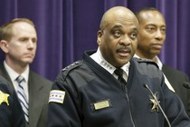 Chicago Police Department Superintendent Eddie Johnson speaks during a news conference.