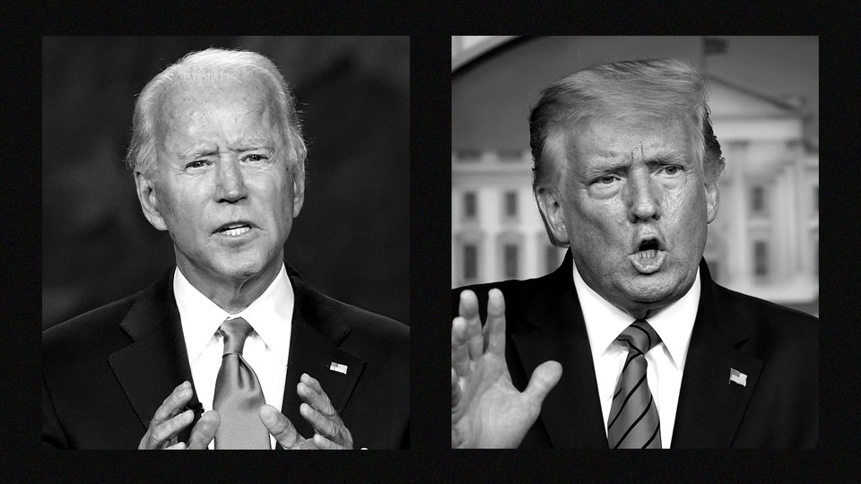 Side-by-side photos of former Vice President Joe Biden and President Donald Trump